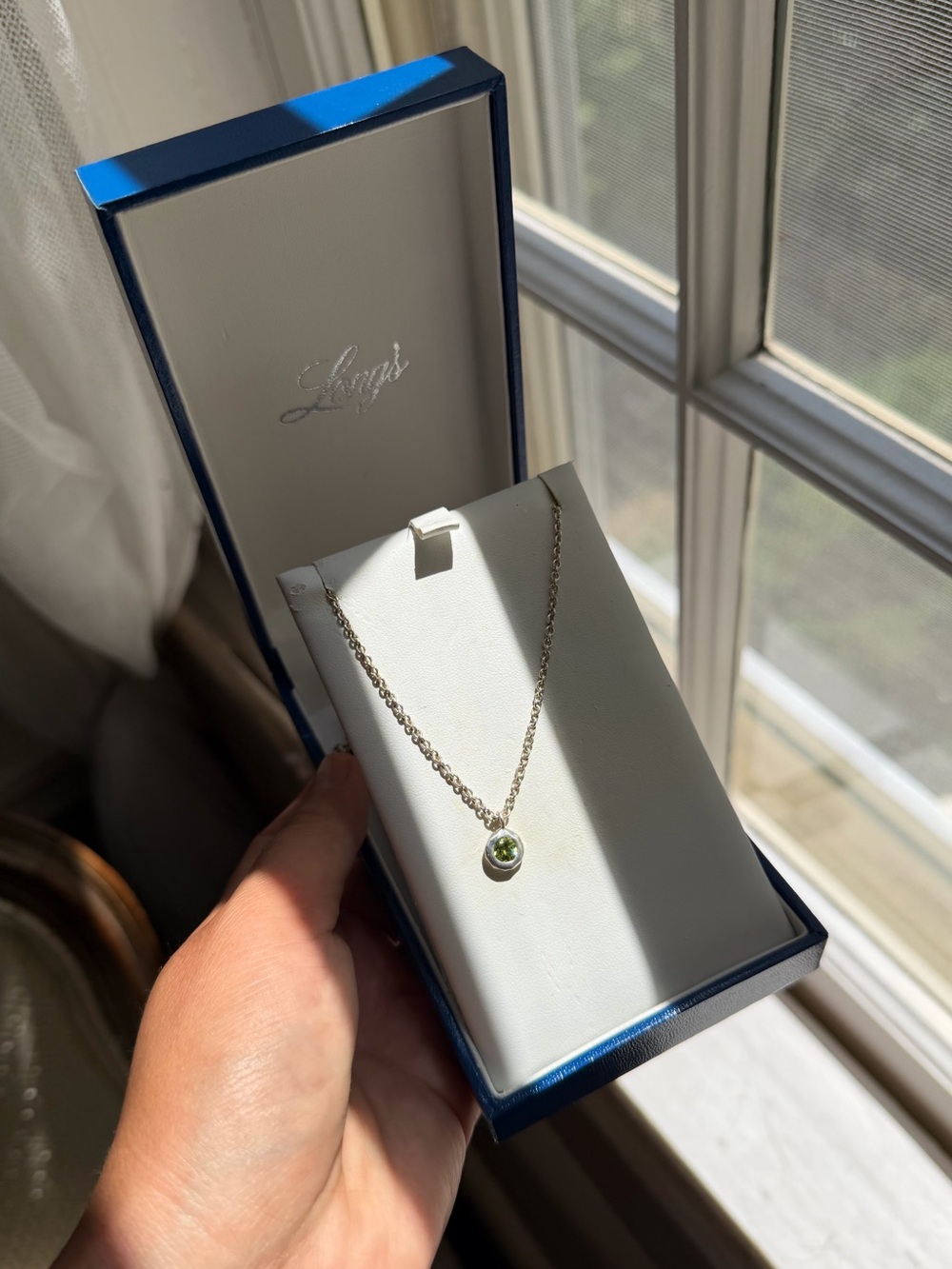 Long’s Jewelers Silver Elegant Green Gem Necklace